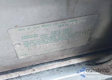 2004 Subaru Forester 2.5Xs from USA, damaged, VIN JF1SG65674H757205